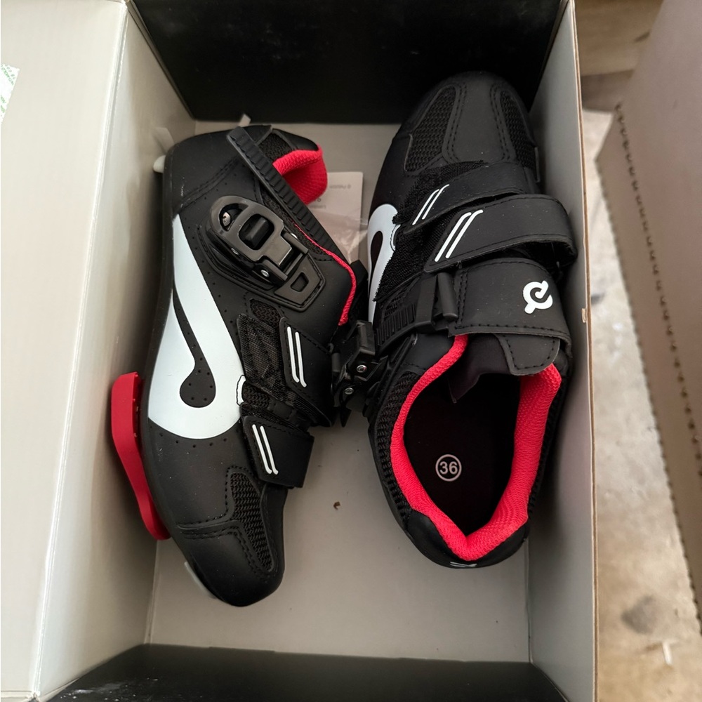 Peloton Kids Black and Red Sneakers
